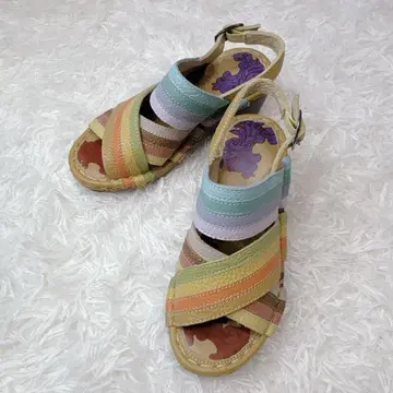 [컨디션 최상] Estacion 멀티 컬러 가죽 샌들 23cm 스트랩