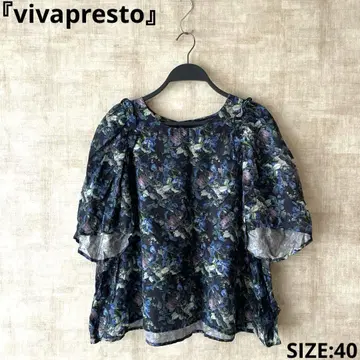 일본제 [vivapresto] 꽃무늬 블라우스 네이비 리오셀 40