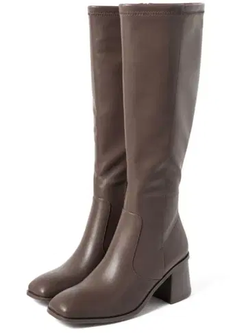 스퀘어토 플레어 힐 가죽 롱 부츠 [zr956] 23.5 cm