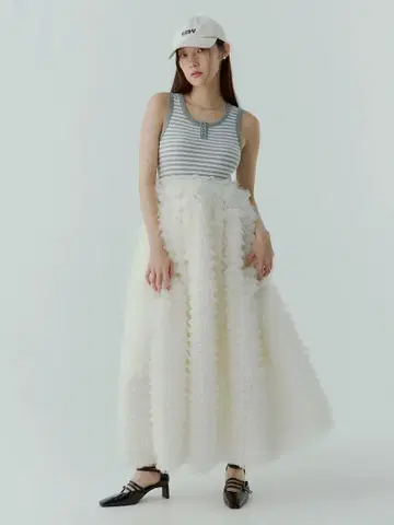 eimy istoire 컷 도킹 프릴 튤 원피스 S