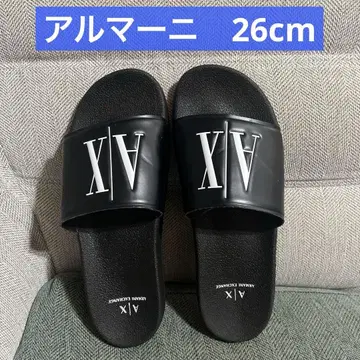 아르마니 샤워 샌들 블랙 슬라이드 샌들 AX 26cm