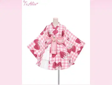 To alice 딸기 공주 유카타 세트 유카타 드레스 핑크 M 사이즈