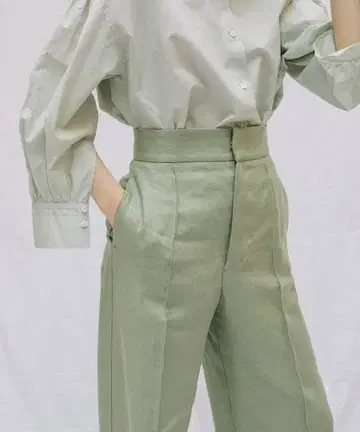 LANDWARDS Liyoca 사피란 린넨 팬츠 하이 웨스트 와이드