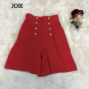 [조아] JOIE 하이웨스트 숏팬츠 코듀로이 레드 골드 버튼