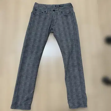 체크 무늬 데님 팬츠