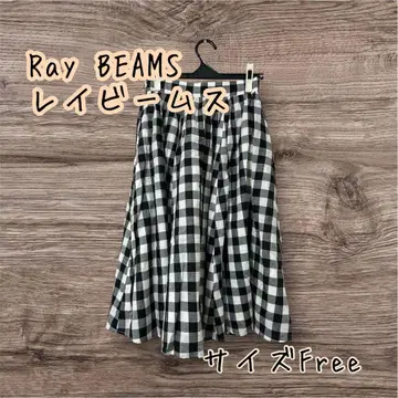 Ray BEAMS 레이빔즈 깅엄 개더 플레어 스커트 F