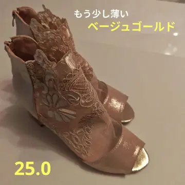 고져스한 시스루 샌들 25.0cm 베이지 골드 봄/여름