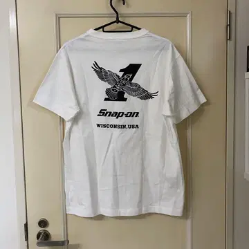 Snap-on 스냅온 티셔츠 헨리넥 백 프린트 화이트 T
