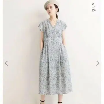 이에나 플라워 프린트 원피스 색스 블루 38