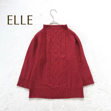 엘르 (ELLE) 케이블 짜임 니트 (M) 따뜻한 소재 심플 캐주얼
