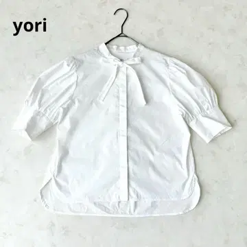 yori 숏 슬리브 리본 블라우스 36 화이트 2023 요리