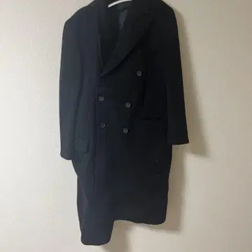 블랙 더블 브레스트 체스터 코트