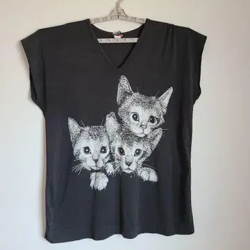 80s90s 고양이 튜닉 원피스 티셔츠 여성용 XL 빈티지