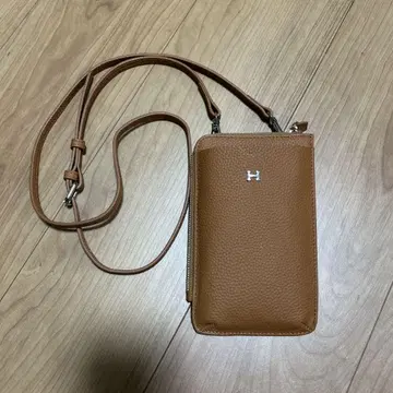 브라운 가죽 스마트폰 숄더백