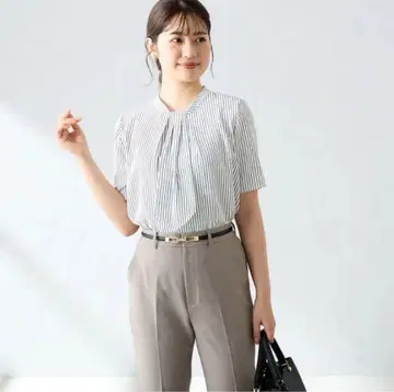 아오키 AOKI 스카프 타이 블라우스 스트라이프 Oggi.jp 게재