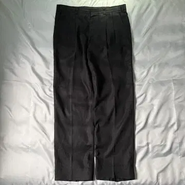 90s 빈티지 투 턱 블랙 와이드 린넨 팬츠