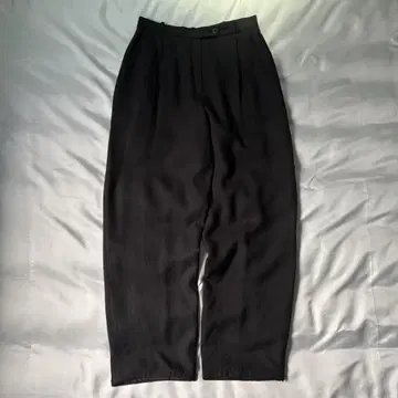 90s Claiborne 투 턱 레이온 와이드 슬랙스 블랙
