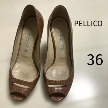 PELLICO 엠보 펌프스 오픈토 브라운 하이힐 36