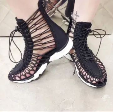 레이스업 스니커즈 24cm 블랙