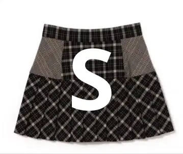 코코 체크 플리츠 스커트 블랙 S 앤 마리
