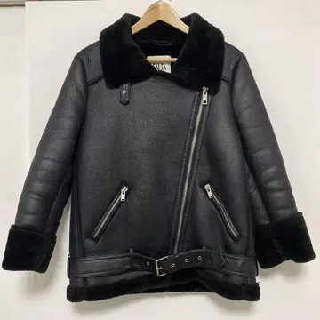 ZARA 자라 무스탕 라이더 블루종 코트 검정색 블랙