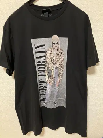 Kurt Cobain 프린트 티셔츠 블랙
