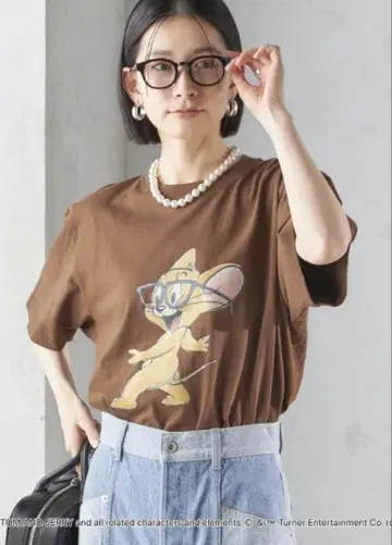 톰과 제리 반팔 티셔츠 브라운