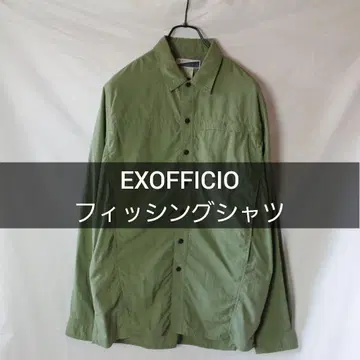 EXOFFICIO 낚시 셔츠 올리브 그린 M 사이즈