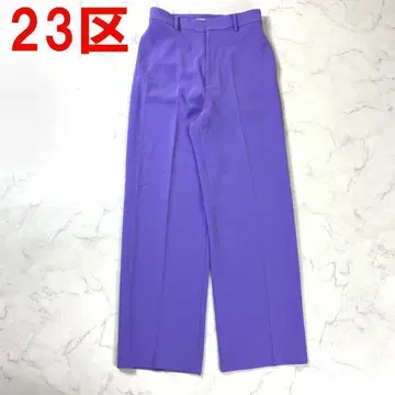 A2081 23구 캐주얼 팬츠 슬랙스 와이드 퍼플 38