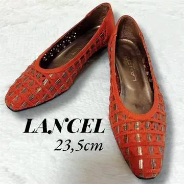 미사용급 LANCEL 란셀 펌프스 힐 메쉬 디자인 오렌지 계열