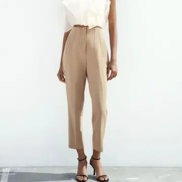 ZARA 팬츠 M 하이웨스트 새상품 미사용 택 포함 베이지