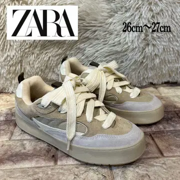 새상품급 ZARA 통굽 스웨이드 가죽 콤비 스니커즈 27cm