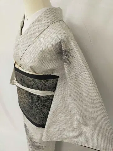 새상품급 순수 실크 이중 기모노 화이트 오시마 명주 창작 호몬기 단품