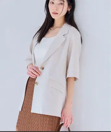 vis 린넨 라이크 하프 슬리브 자켓