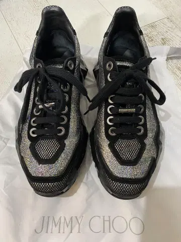 JIMMY CHOO 라메 믹스 스니커즈