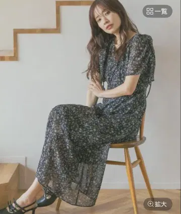 블랙 꽃무늬 맥시 원피스 프리 사이즈