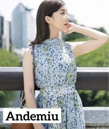 Andemiu 안데뮤 미즈노 사아야 컬렉션 키카 플라워 플리츠 원피스