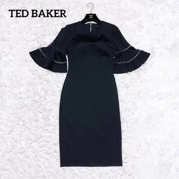 TED BAKER 벨 슬리브 타이트 원피스 드레스 레이스 네이비