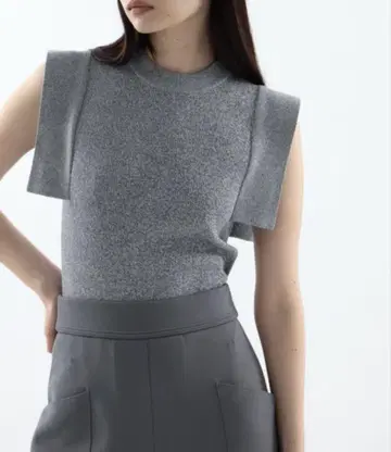 CLANE SQUARE SLEEVE KNIT TOPS 블루 사이즈 2