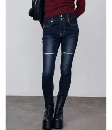 에모다 데미지 하이웨스트 스키니 데님
