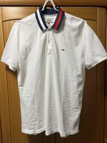 TOMMY JEANS 화이트 피케 셔츠 L
