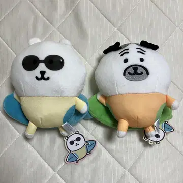 나가노 캐릭터 서핑 봉제 인형 곰 퍼그 세트