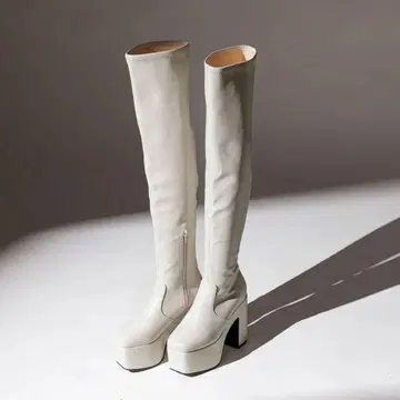 유메텐보 통굽 슬림 레그 니하이 부츠