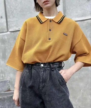 머스타드 메쉬 피케 셔츠 X-LARGE