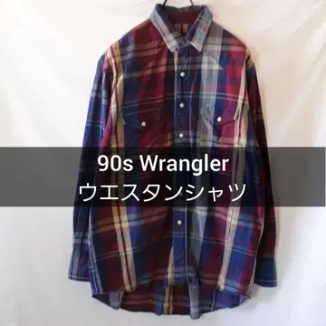 90s Wrangler 웨스턴 셔츠 XL 상당 체크 셔츠