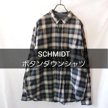 SCHMIDT 버튼 다운 셔츠 체크 무늬 그린