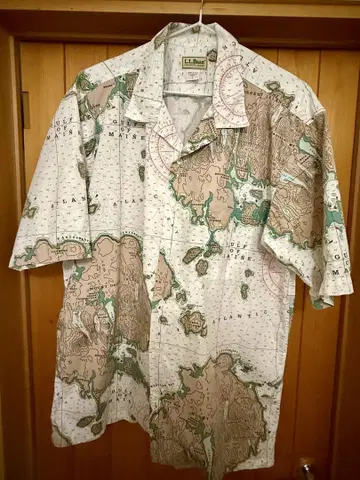 L.L.Bean 지도 도안 반팔 셔츠 L