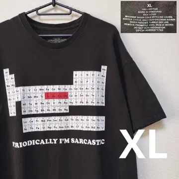원소 기호 티셔츠 구제 의류 페드 빈티지 블랙 XL