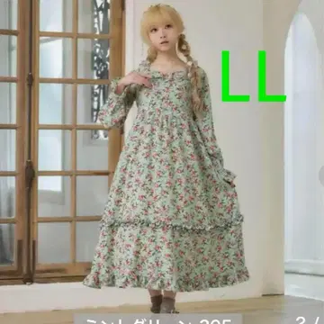 호시나 사쿠라코 2way 꽃무늬 프릴 원피스 시마무라 그린 LL 사이즈