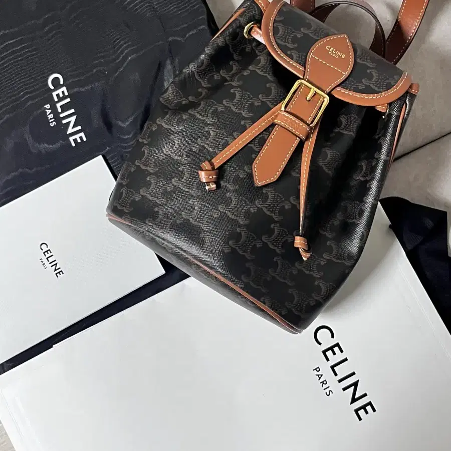 CELINE | 셀린느 Celine Triomphe Canvas & Calfskin Mini